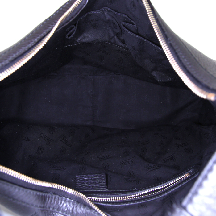 Borsa a spalla Gucci Mors in pelle martellata nera - Detail D2
