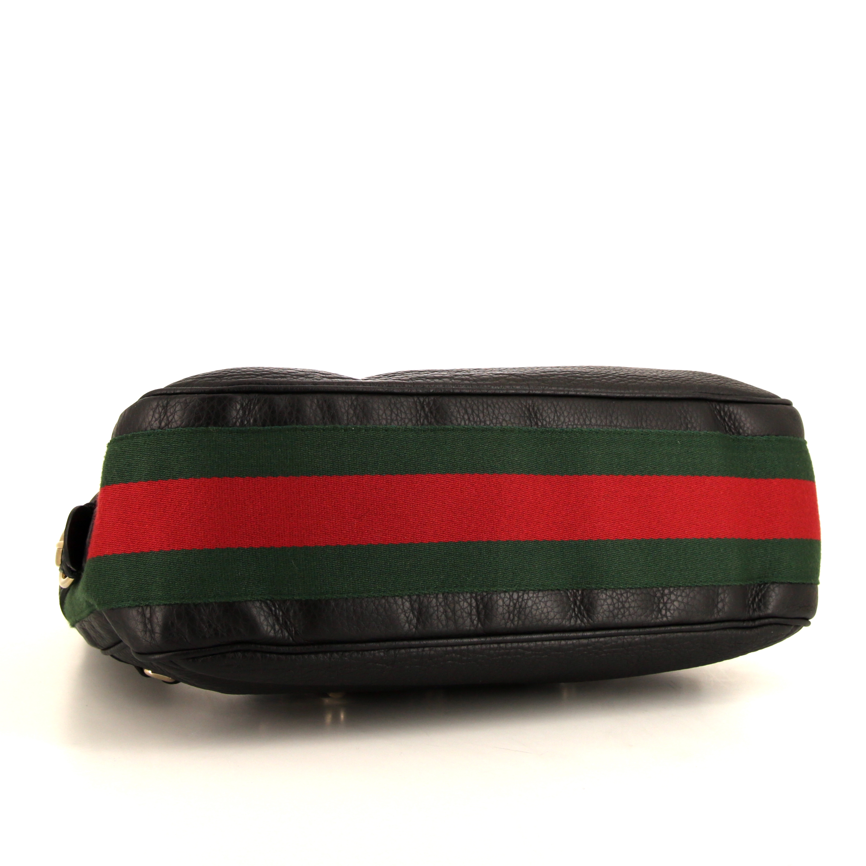 Sac porté épaule Gucci Mors en cuir grainé noir - Detail D4