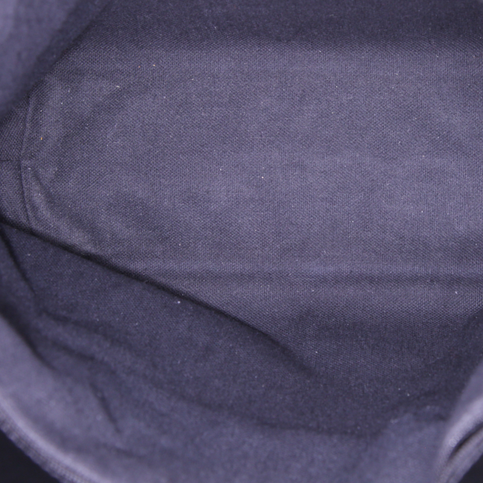 Sac cabas Burberry en toile Haymarket beige et cuir noir - Detail D2