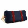 Hermes Garden shopping bag in navy blue and burgundy leather and beige canvas - Detail D4 thumbnail