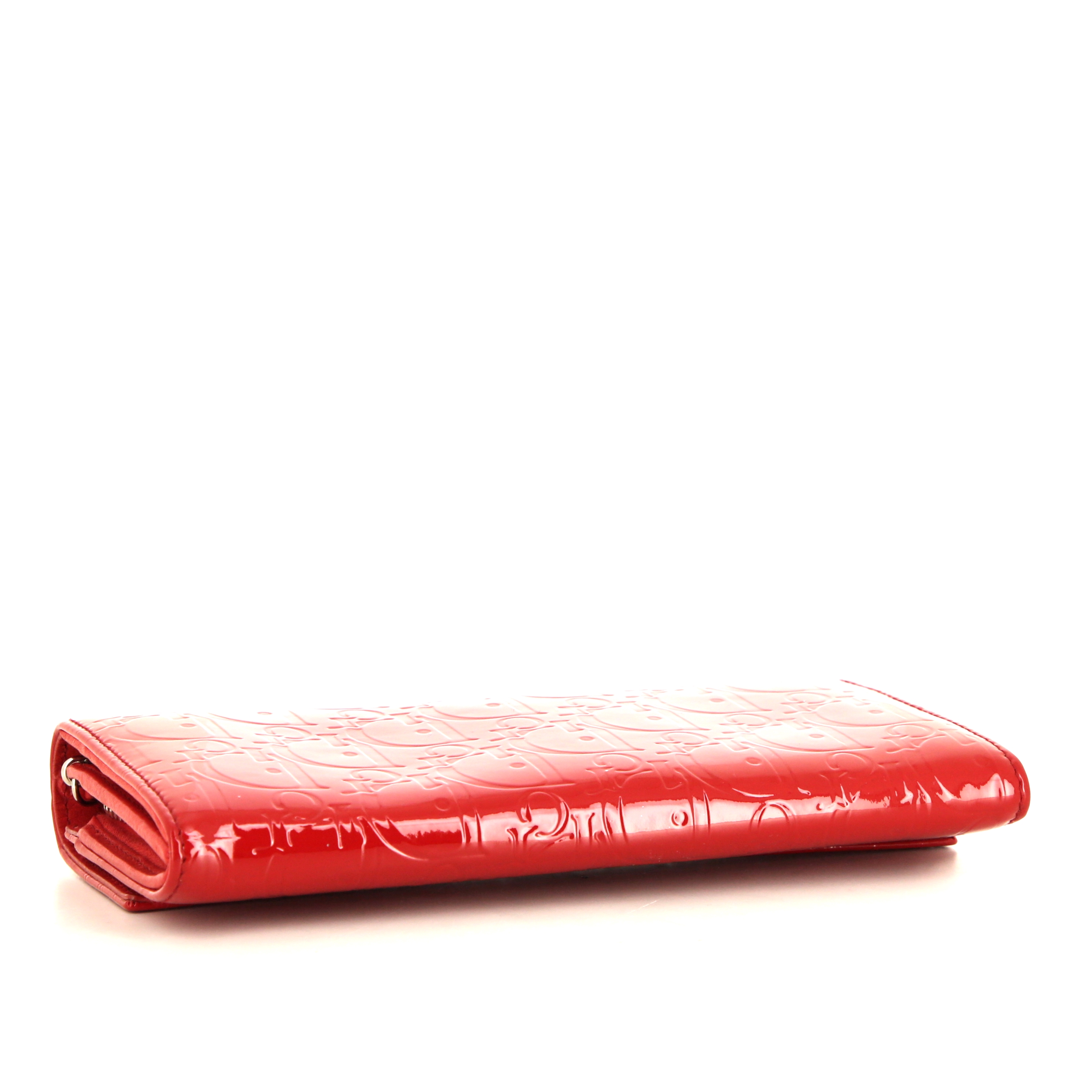 Portefeuille Dior en cuir verni monogram rouge - Detail D5
