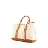 Hermes Garden shopping bag in beige canvas and gold Barenia leather - 00pp thumbnail
