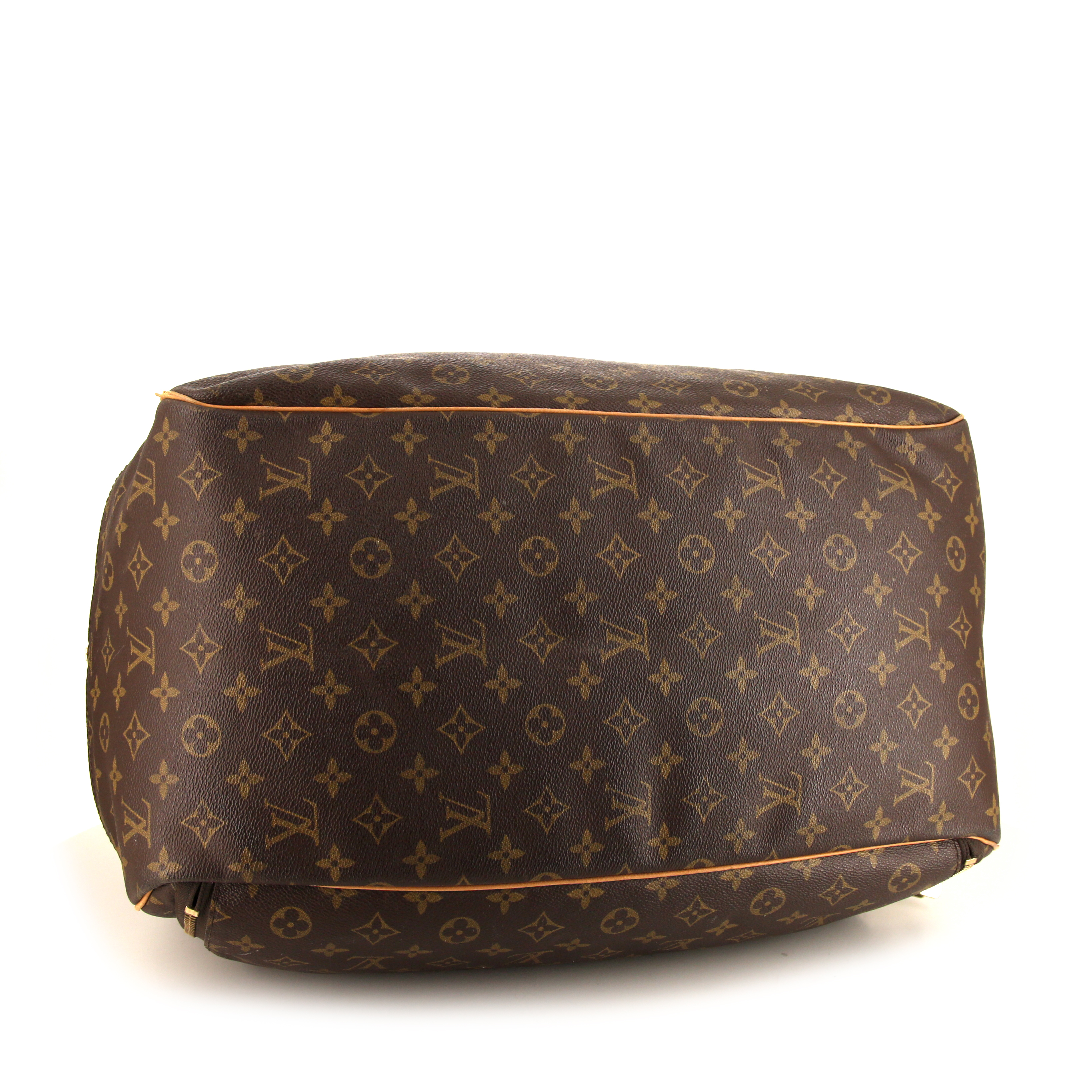 Sac de voyage Louis Vuitton Evasion en toile monogram enduite marron et cuir naturel - Detail D4