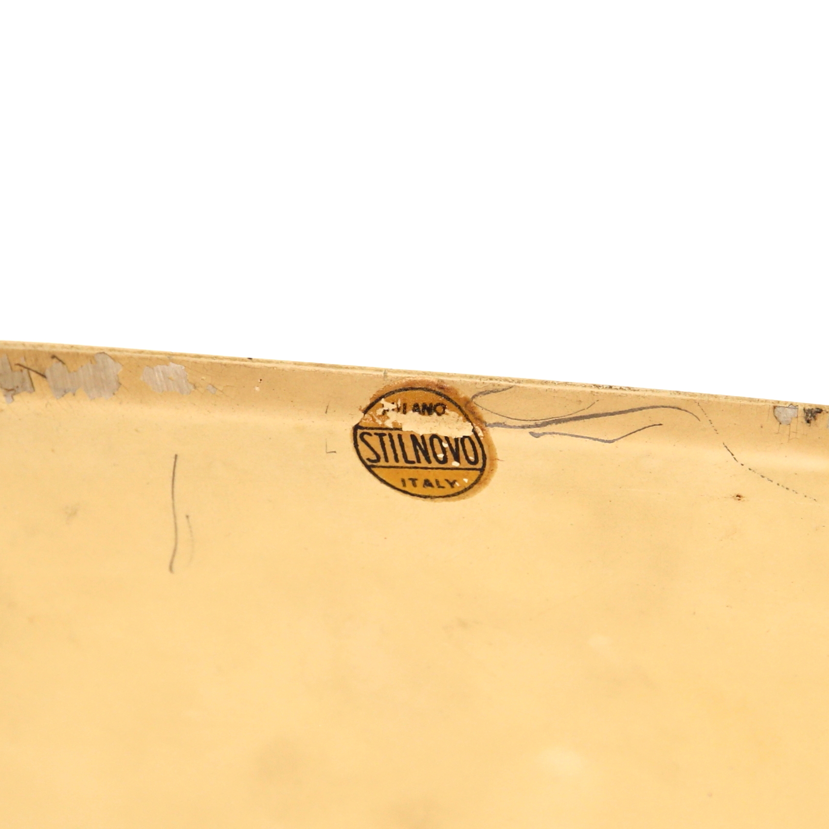 Bruno Gatta, model 8023 desk lamp, in marble, brass and red lacquered metal, Stilnovo edition, publisher's label, 1960s - Detail D3