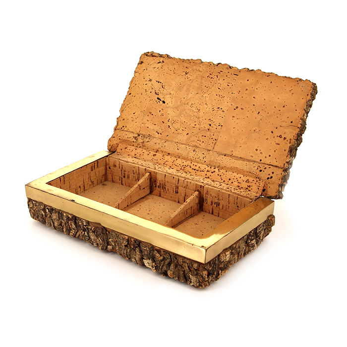 Gabriella Crespi, cork and brass box, signed, 1960s - Detail D1