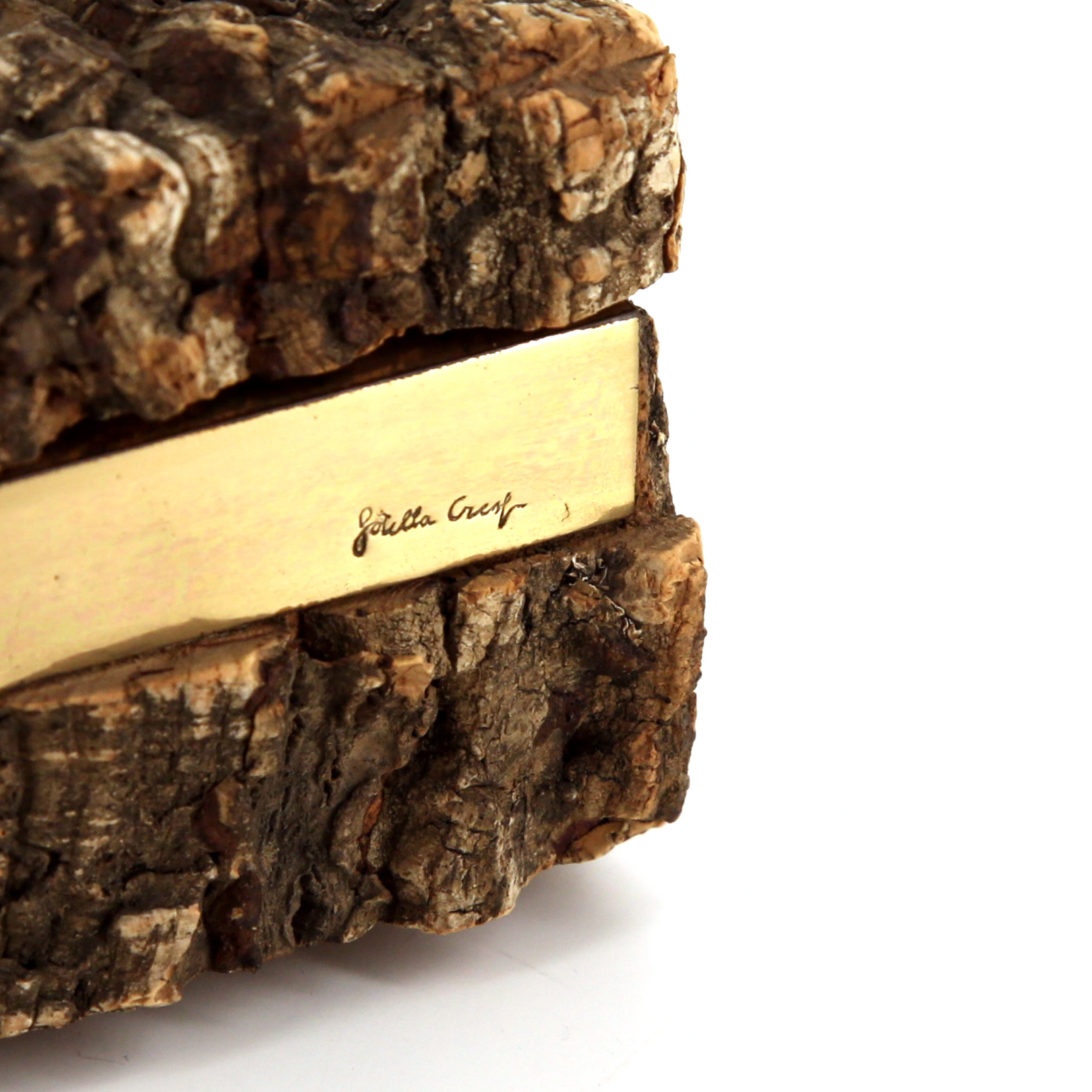 Gabriella Crespi, cork and brass box, signed, 1960s - Detail D2