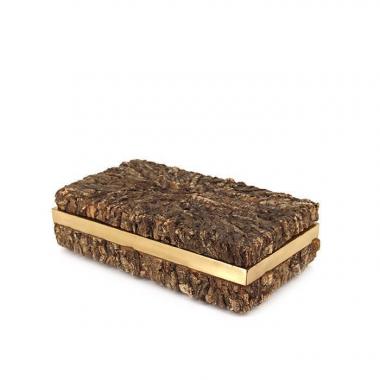 Gabriella Crespi, cork and brass box, signed, 1960s