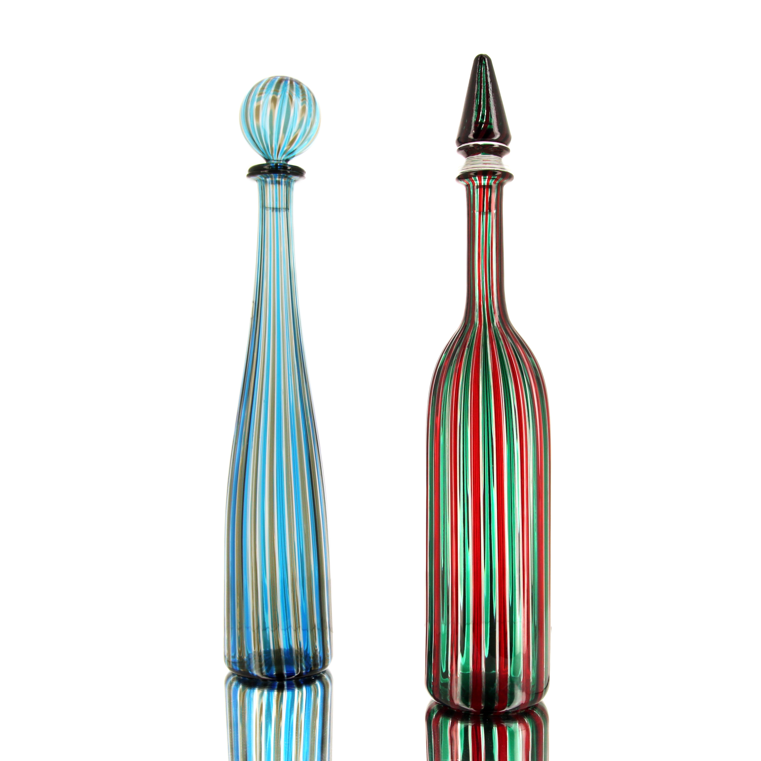 Gio Ponti, bouteille "Morandiane", en verre de Murano, manufacture de Venini, signée et datée, de 1989