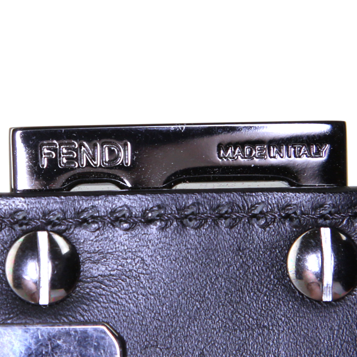 Sac à main Fendi Big Mama petit en tissu monogram noir et cuir noir - Detail D3