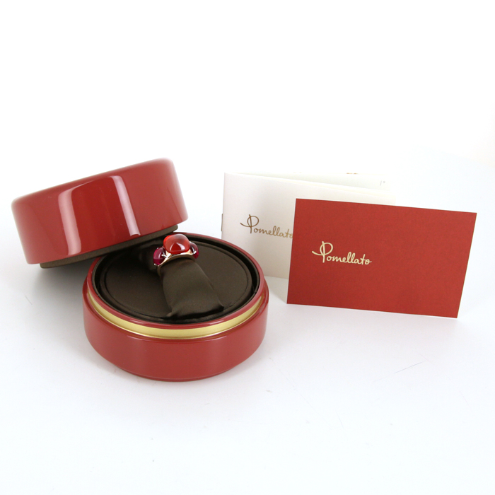 Pomellato Rouge Passion ring in 9 carats pink gold,  synthetic ruby and sapphires - Detail D2