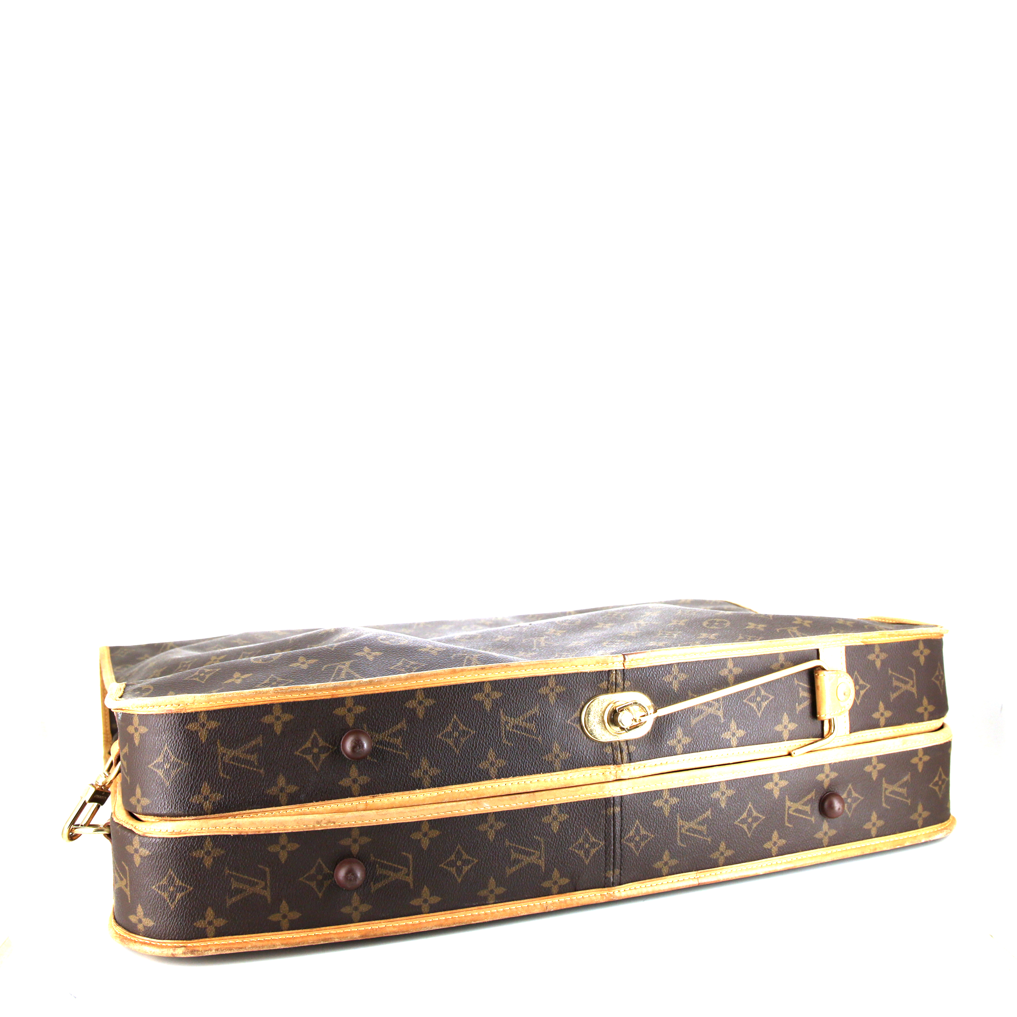 Funda protectora para ropa Louis Vuitton Porte-habits en lona Monogram marrón y cuero natural - Detail D5