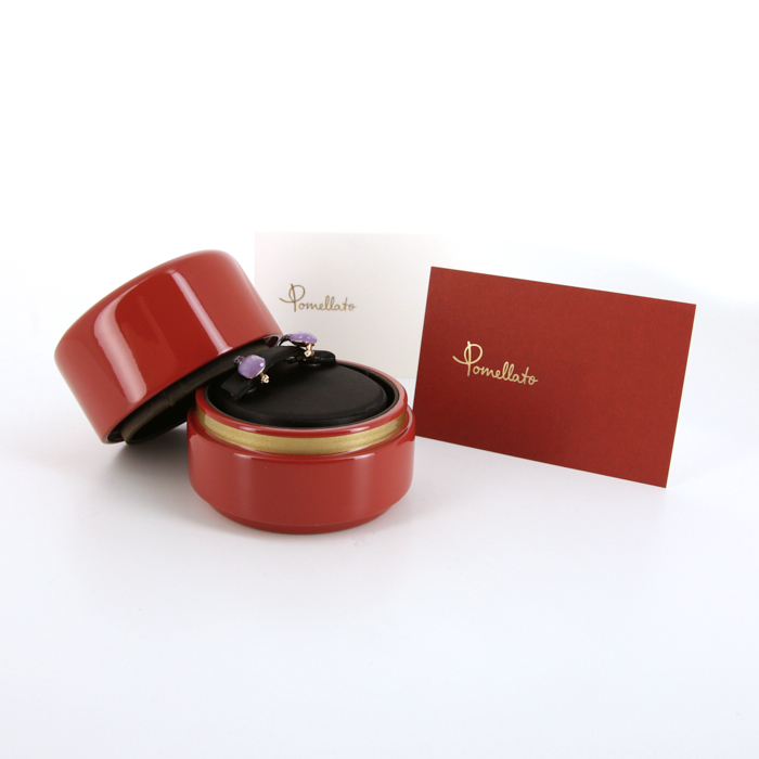 Pomellato Capri earrings in pink gold,  jade and amethysts - Detail D2