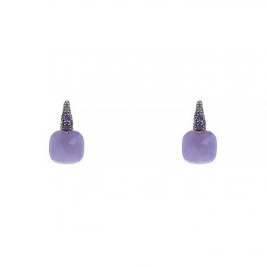 Orecchini Pomellato Capri in oro rosa,  giada viola e ametista