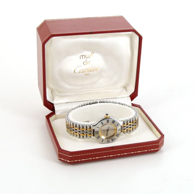 Cartier Must 21 watch in stainless steel and gold plated Circa 1990 - Detail D2