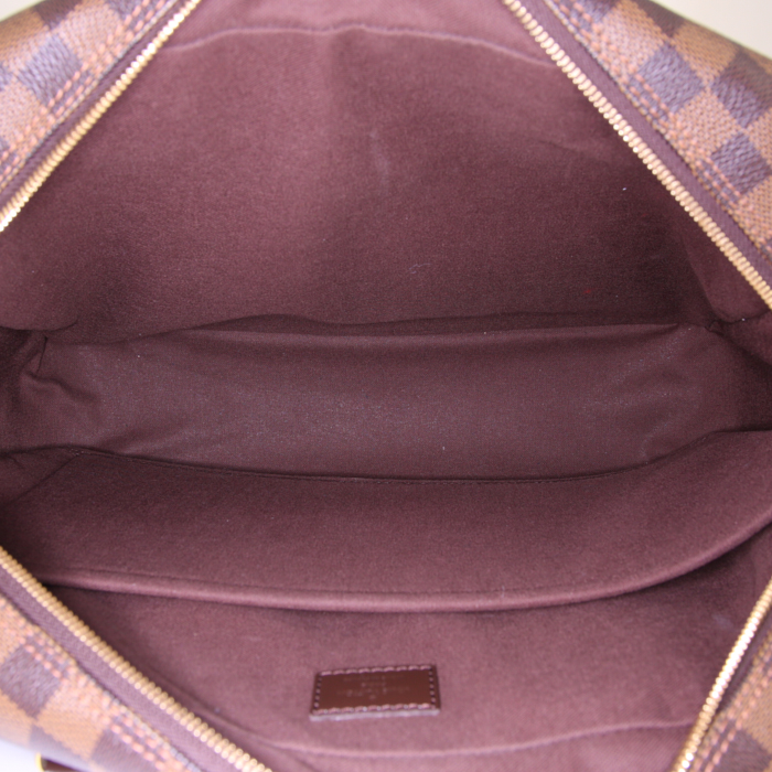 Louis Vuitton Icare briefcase in ebene damier canvas and brown leather - Detail D3