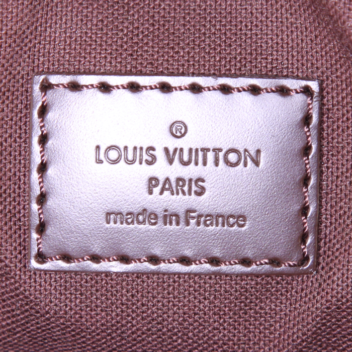 Porte-documents Louis Vuitton Icare en toile damier ébène et cuir marron - Detail D4