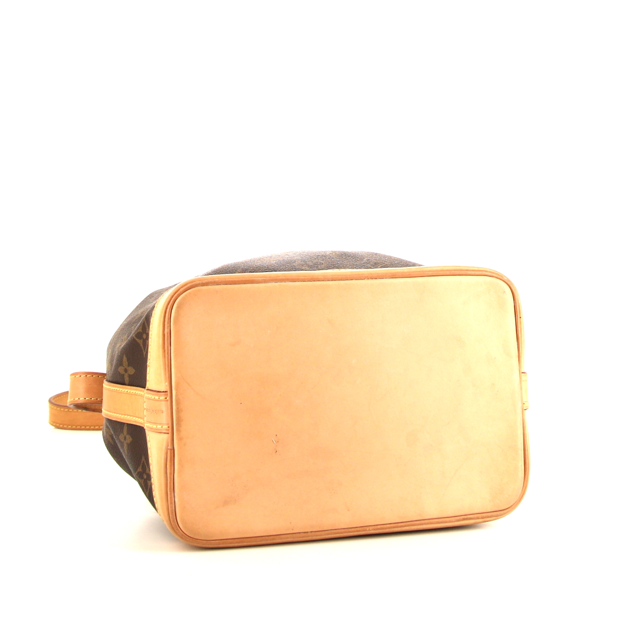 Louis Vuitton petit Noé shoulder bag in brown monogram canvas and natural leather - Detail D4