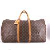 Borsa da viaggio Louis Vuitton  Keepall 60 in tela monogram marrone e pelle naturale - 360 thumbnail