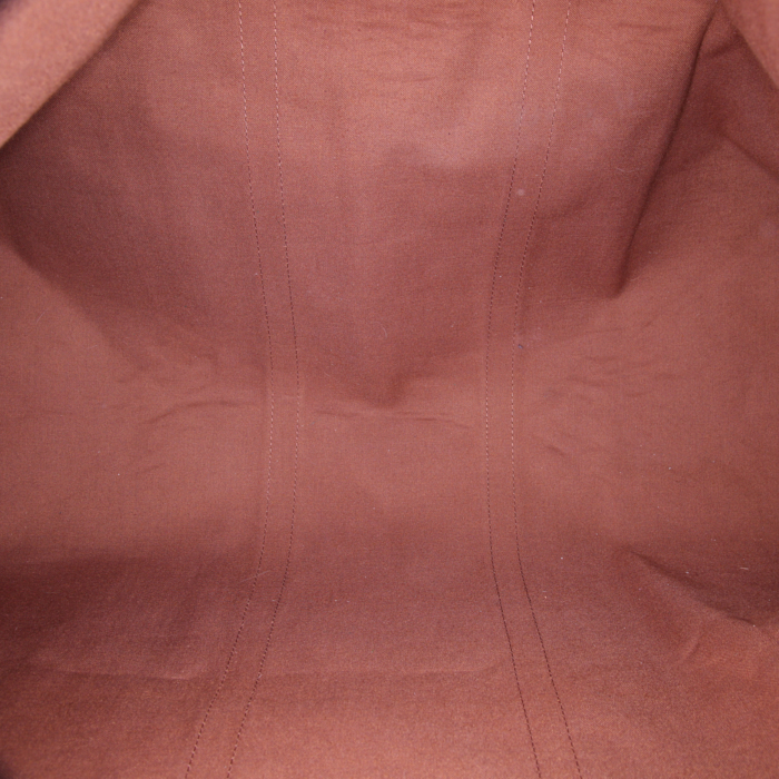 Sac de voyage Louis Vuitton  Keepall 60 en toile monogram marron et cuir naturel - Detail D2