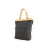 Fendi shopping bag in grey blue denim and natural leather - 00pp thumbnail