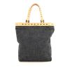 Fendi shopping bag in grey blue denim and natural leather - 360 thumbnail
