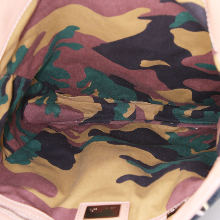 Shopping bag Fendi in denim blu cadetto e pelle naturale - Detail D2