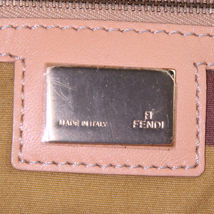 Shopping bag Fendi in denim blu cadetto e pelle naturale - Detail D3