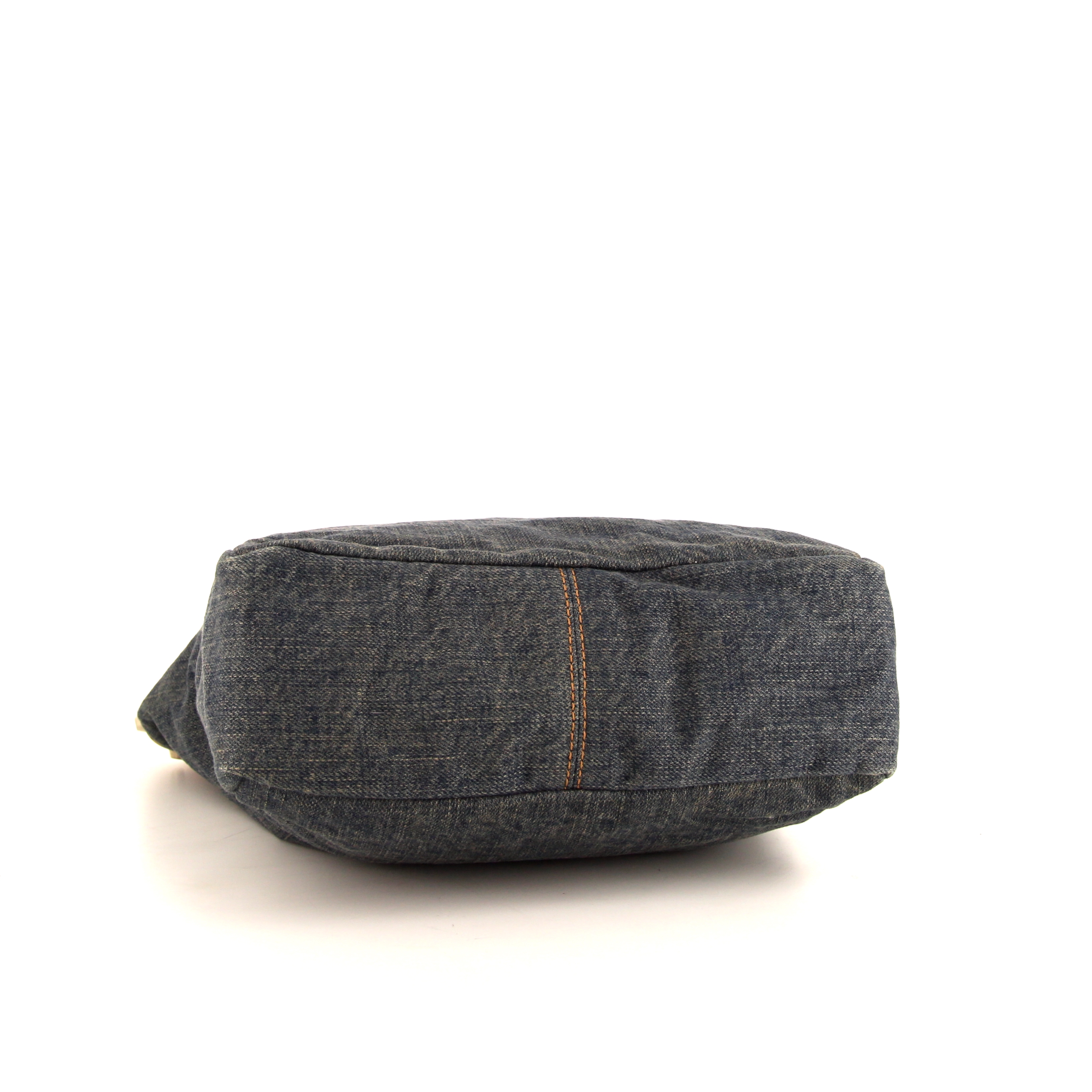 Sac cabas Fendi en denim bleu-gris et cuir naturel - Detail D4