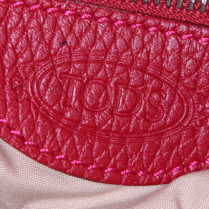 Sac à main Tod's en cuir grainé rouge - Detail D3