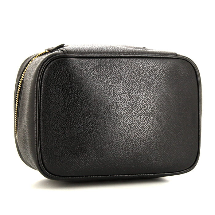 Chanel vanity case in black grained leather - Detail D4