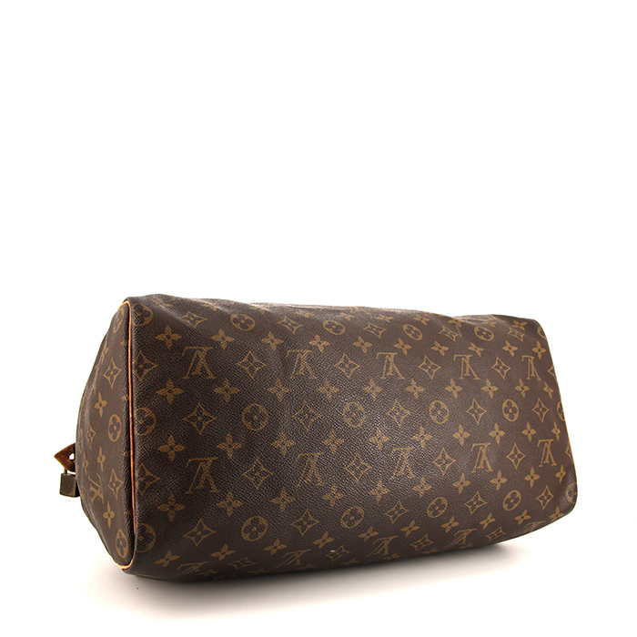 Louis Vuitton Speedy 40 cm handbag in brown monogram canvas and natural leather - Detail D4