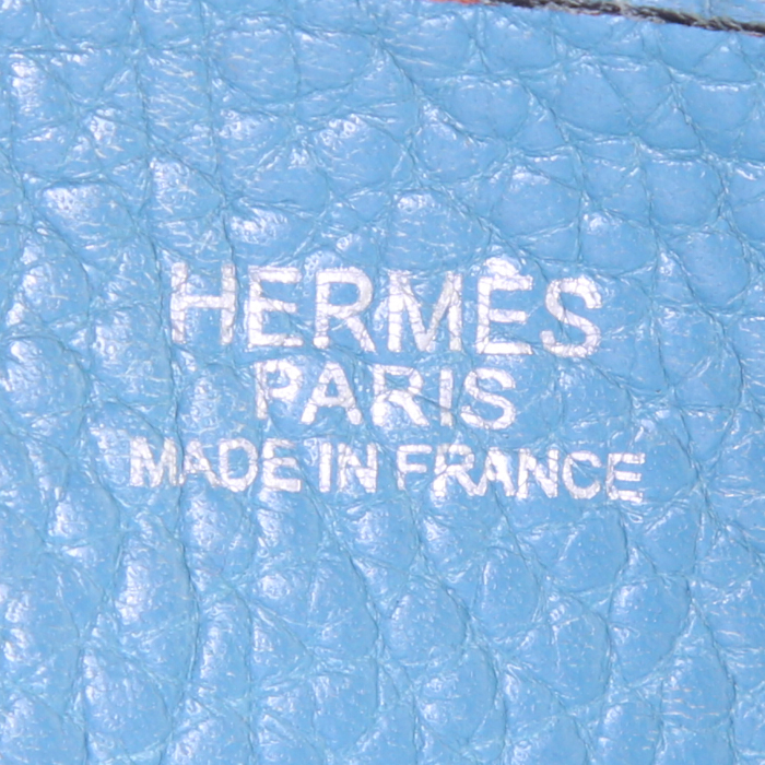 Borsa a tracolla Hermes Evelyne modello piccolo in pelle taurillon clemence blu - Detail D3