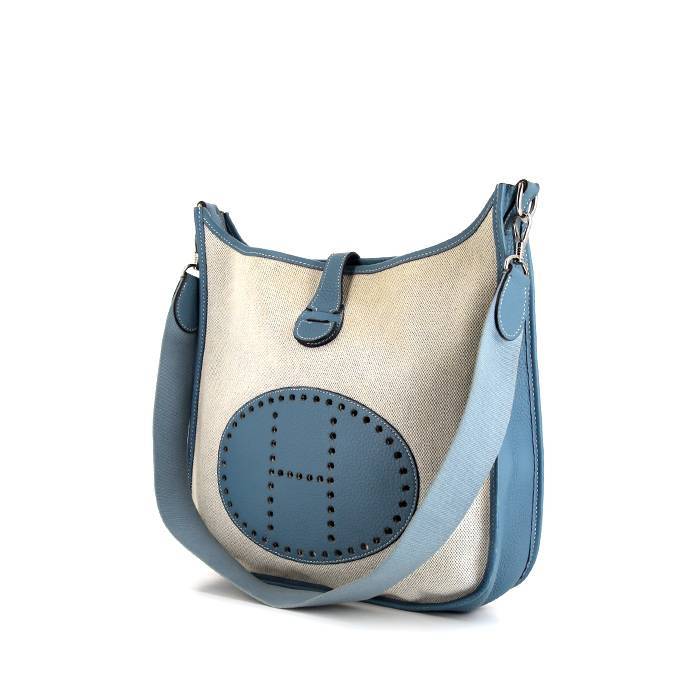 HERMES Lindy 30 Taurillon Clemence Blue Jean Silver Hardware Women's Handbag