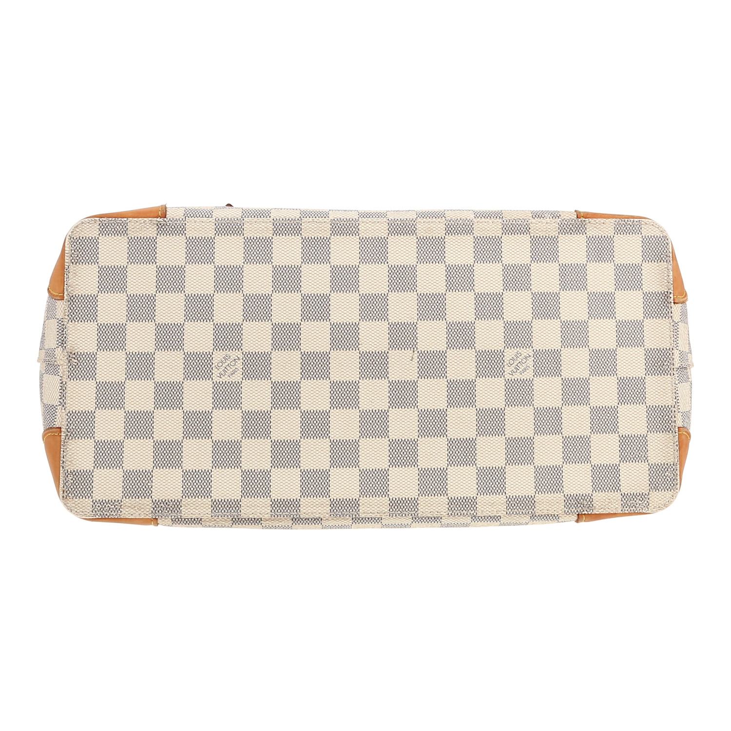 Bolso Cabás Louis Vuitton Hampstead en lona a cuadros azul celeste y cuero natural - Detail D1