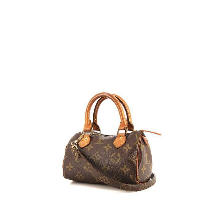 Bolso bandolera Louis Vuitton Speedy Nano en lona Monogram marrón y cuero  natural