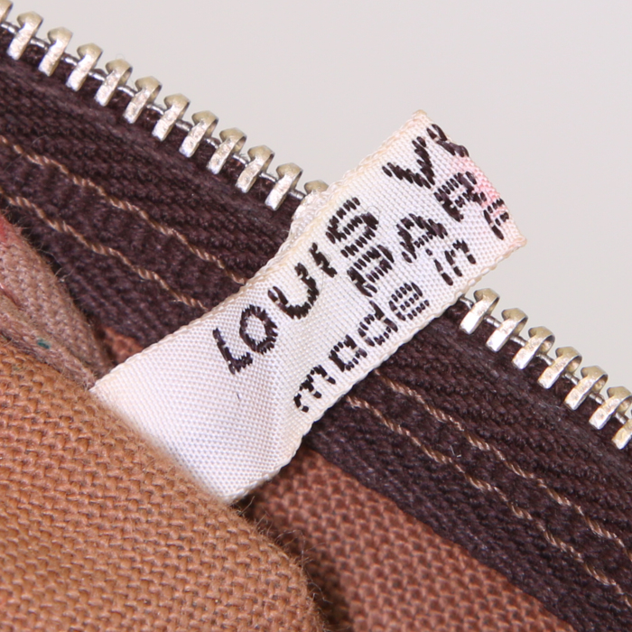 Sac bandoulière Louis Vuitton Speedy Nano en toile monogram marron et cuir naturel - Detail D4