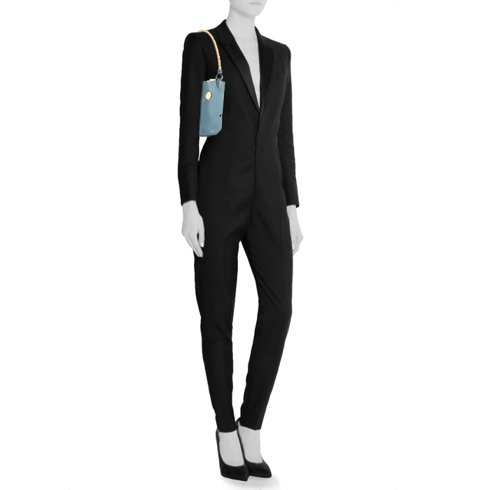 Hermes Mangeoire handbag in blue jean leather taurillon clémence - Detail D1