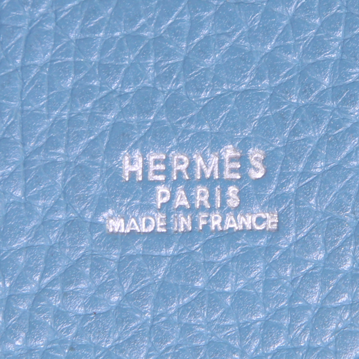 Hermes Mangeoire handbag in blue jean leather taurillon clémence - Detail D3