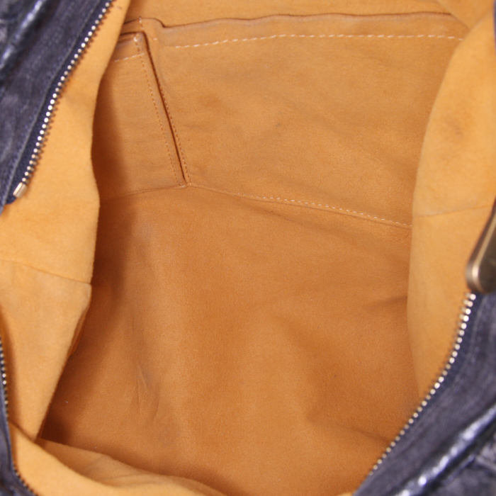 Louis Vuitton Neo Cabby handbag in grey monogram denim canvas and black leather - Detail D3