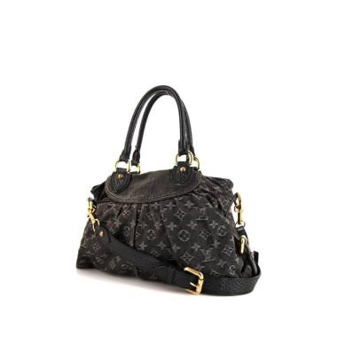 Bolso de mano Louis Vuitton Neo Cabby en lona denim Monogram gris y cuero negro