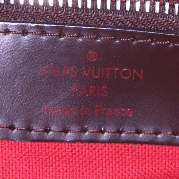 Louis Vuitton Chelsea shoulder bag in ebene damier canvas and brown leather - Detail D3