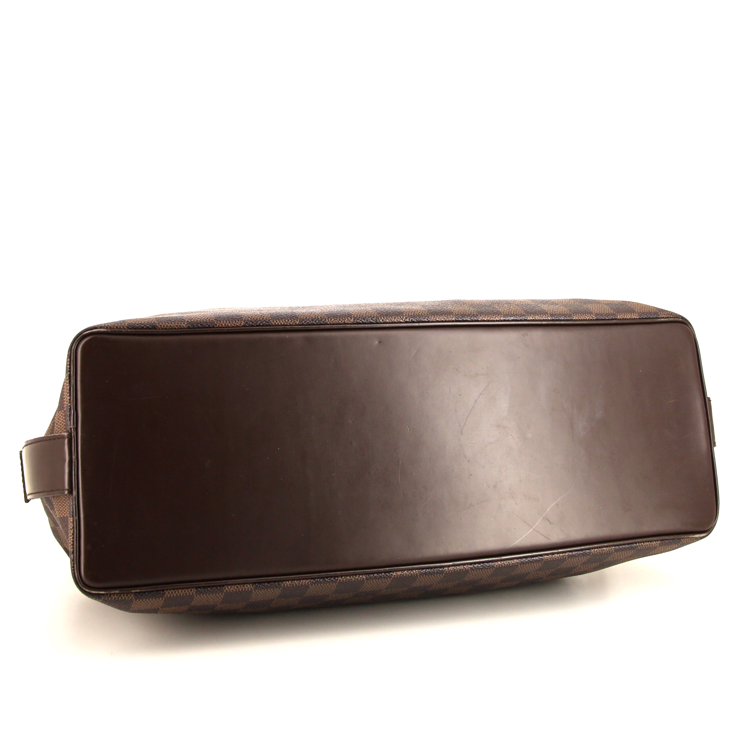 Louis Vuitton Chelsea shoulder bag in ebene damier canvas and brown leather - Detail D4