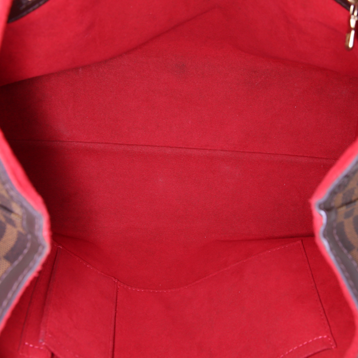 Sac cabas Louis Vuitton Hampstead en toile damier ébène et cuir marron - Detail D2