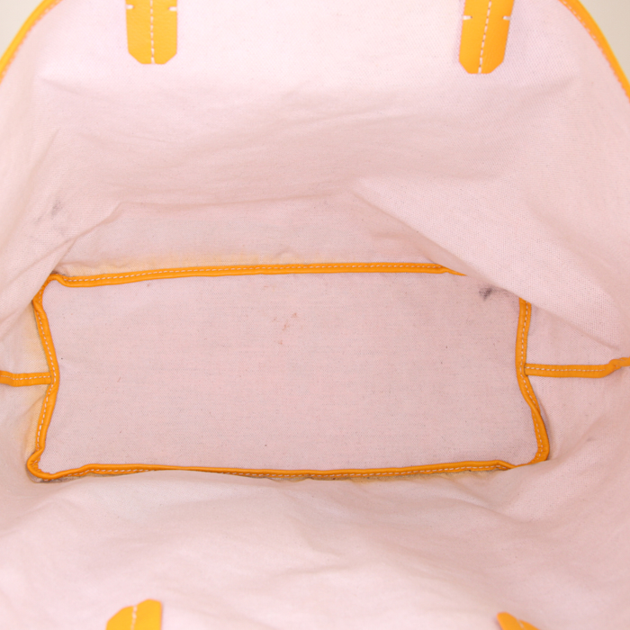 Sac cabas Goyard Saint-Louis en toile Goyardine jaune et cuir jaune - Detail D2