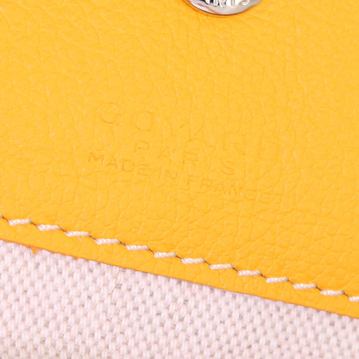Sac cabas Goyard Saint-Louis en toile Goyardine jaune et cuir jaune - Detail D3