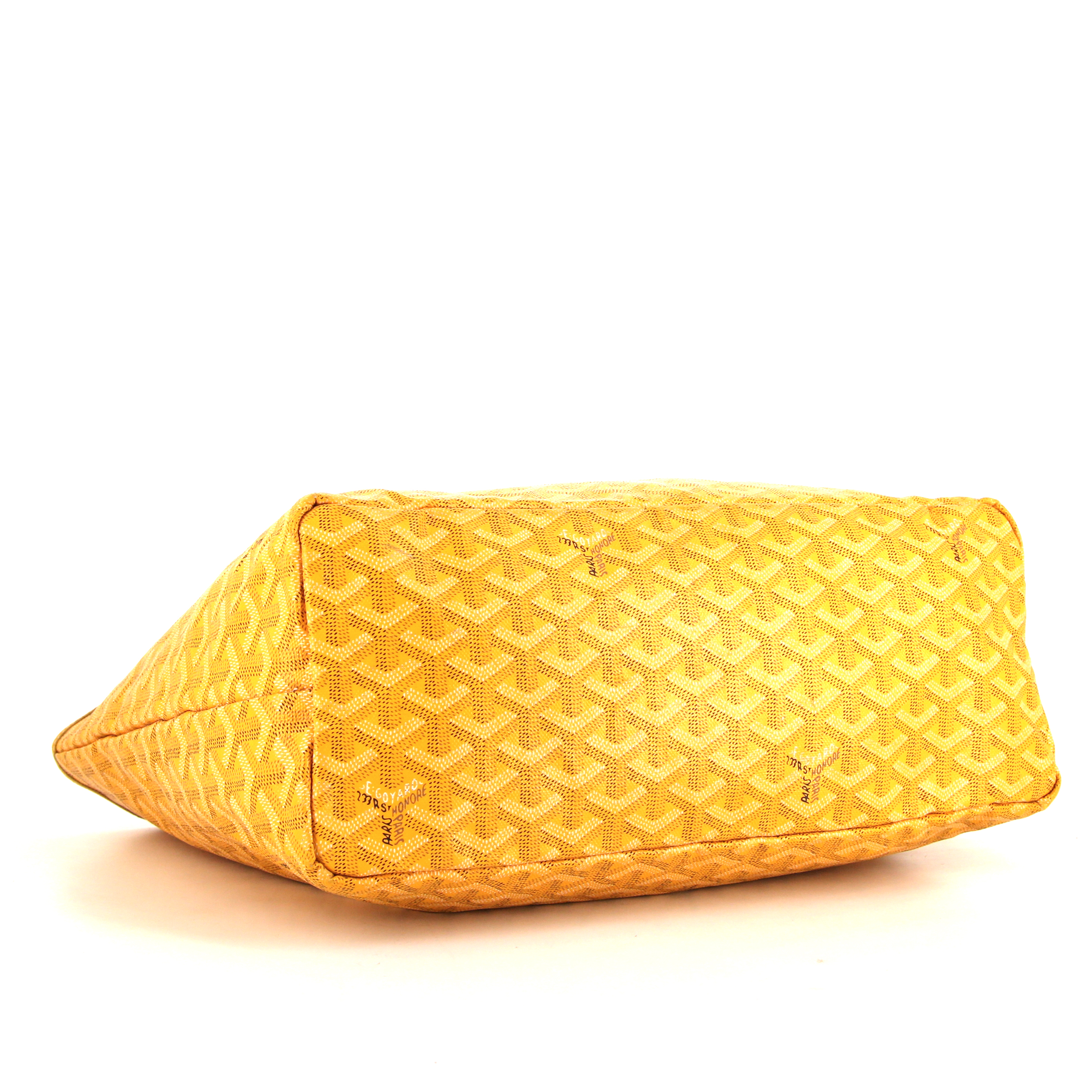 Sac cabas Goyard Saint-Louis en toile Goyardine jaune et cuir jaune - Detail D4