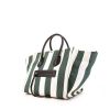 Shopping bag Céline Cabas Phantom in tela verde e bianca a righe e pelle nera - 00pp thumbnail