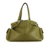 Prada shopping bag in green leather - 360 thumbnail