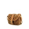 Bolso bandolera Louis Vuitton Saumur mini en terciopelo color camel y cocodrilo marrón - 00pp thumbnail