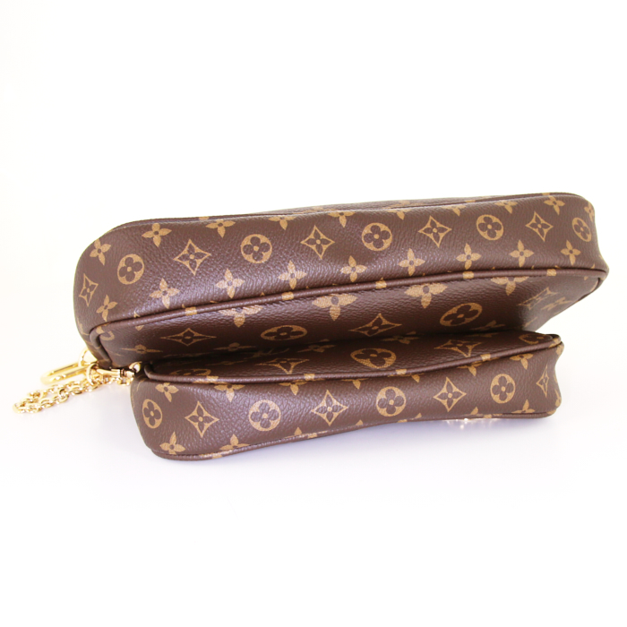 Sac bandoulière Louis Vuitton Multi-Pochette Accessoires en toile monogram marron et cuir naturel - Detail D5